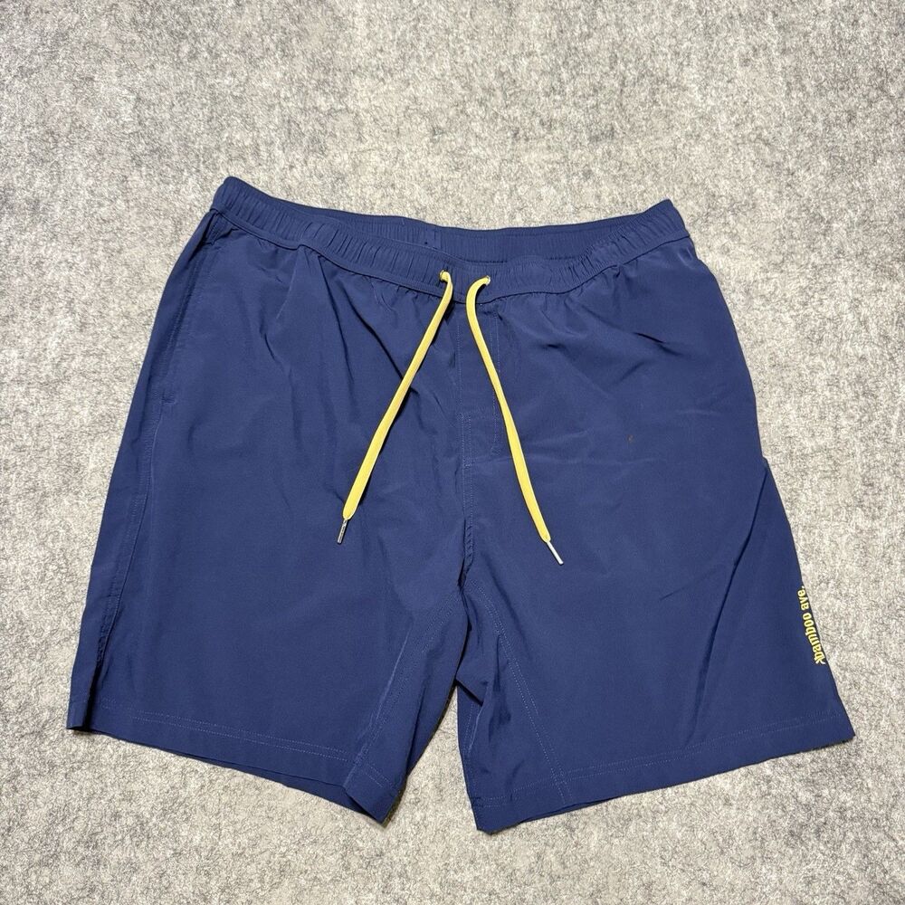 Bamboo Ave Boundless Men's Hybrid Shorts Medium M Navy Blue Yellow Lined